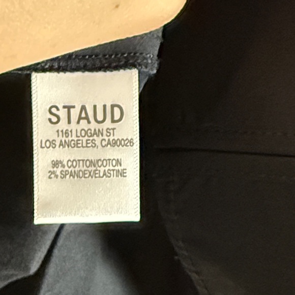 STAUD black Monroe peplum top in cotton poplin with a lace-up front size 8 - Picture 7 of 9